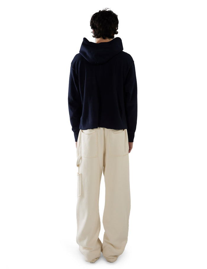 Les Tien Piqué Raw Cropped Hoodie