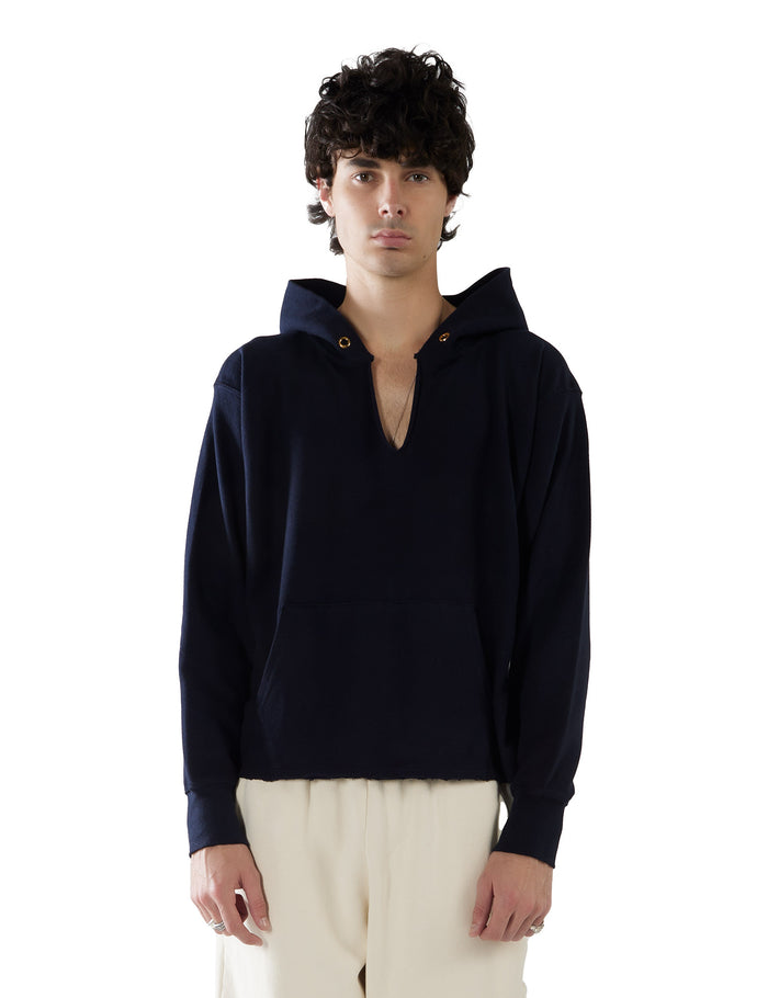 les tien Piqué Raw Cropped Hoodie