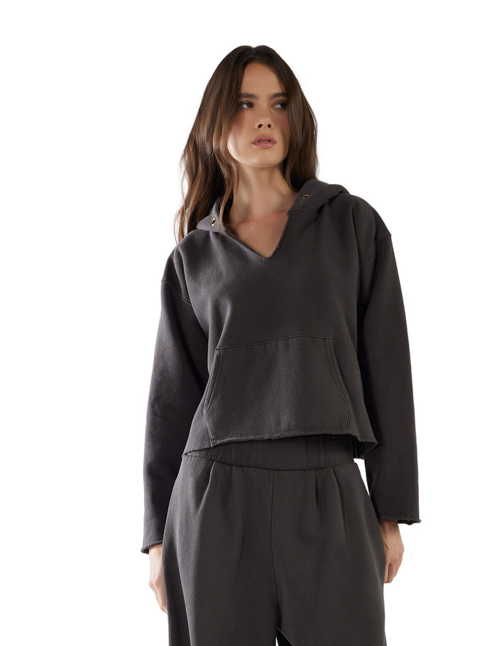 les tien Rachel Raw Crop Hoodie