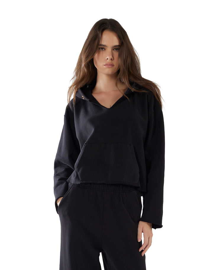 les tien Rachel Raw Crop Hoodie