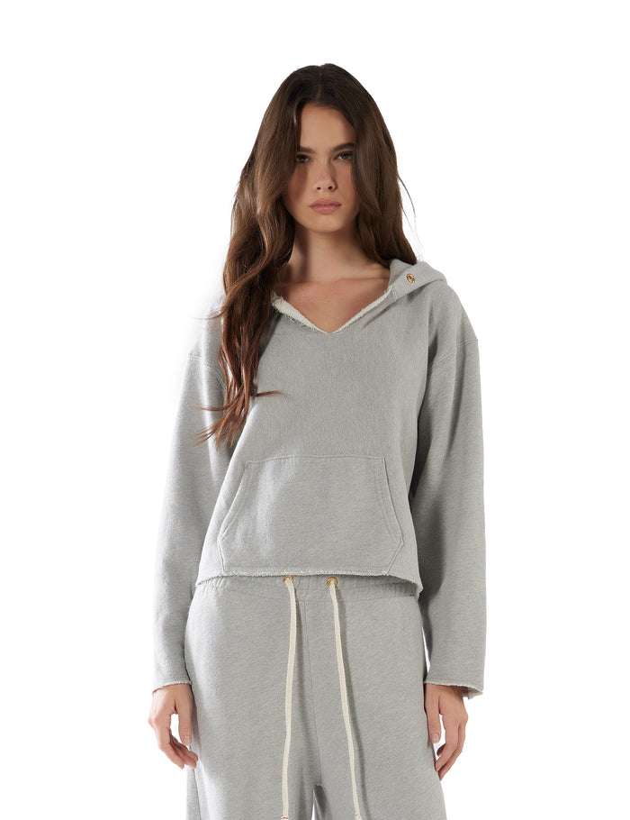 les tien Rachel Raw Crop Hoodie