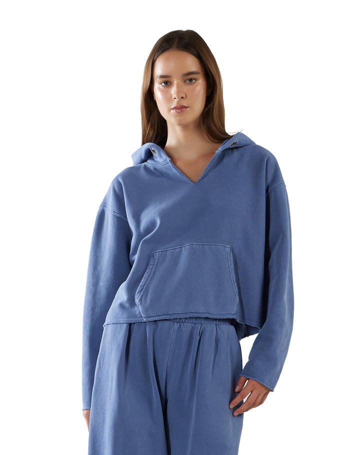 les tien Rachel Raw Crop Hoodie