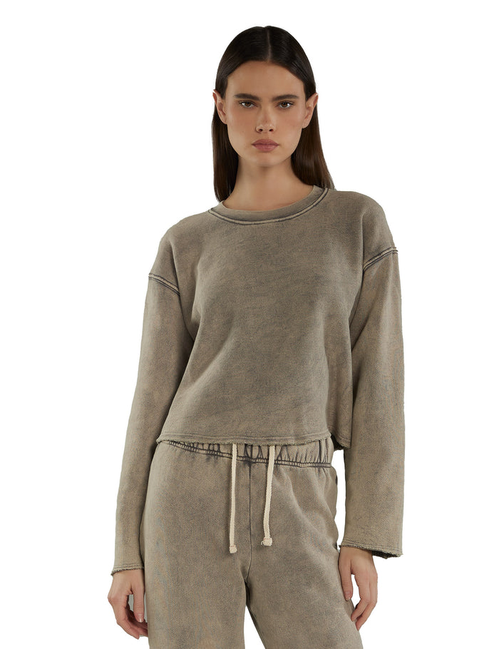 les tien Raven Raw Crop Crew