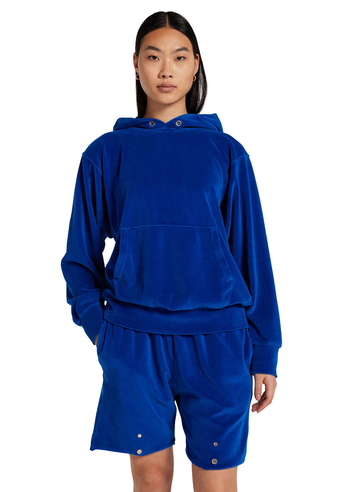 Les Tien Unisex Velour Snap Front Short