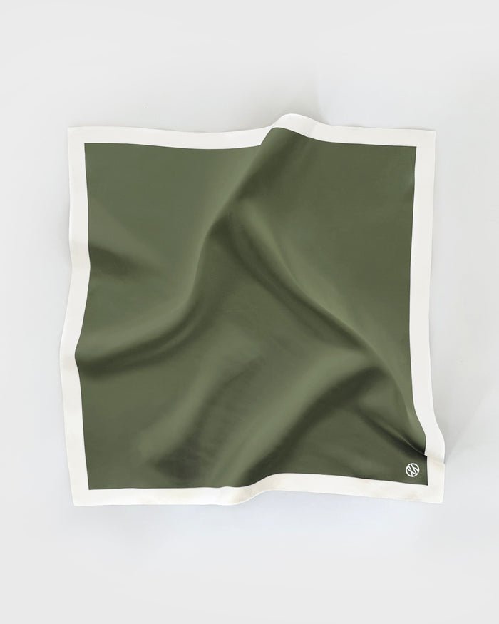 lescarf BORDER PRINT SCARF | GREEN | 50 CM