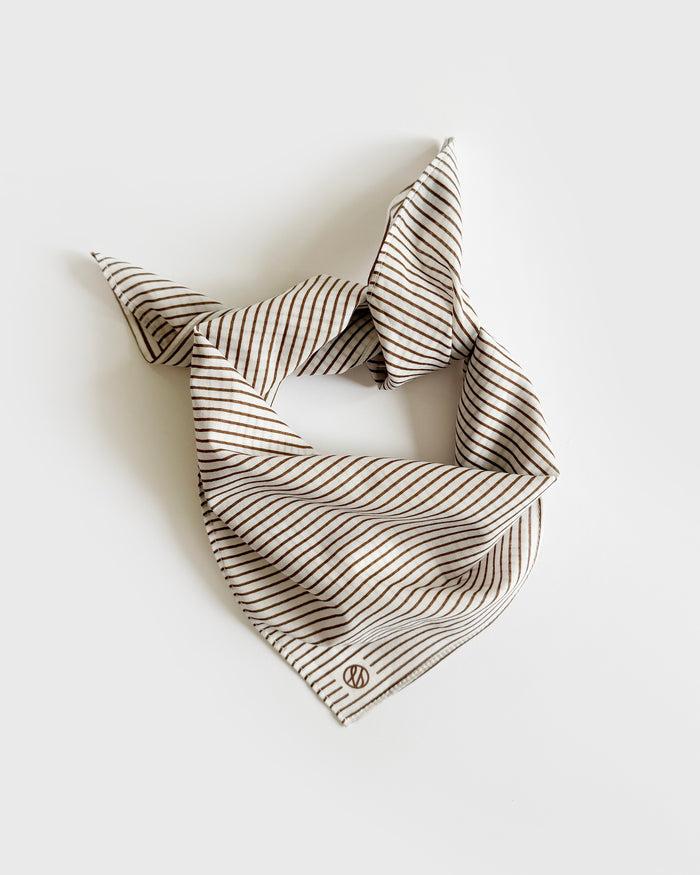 lescarf COTTON PINSTRIPED | CREAM & MOCHA MOUSSE | 55CM