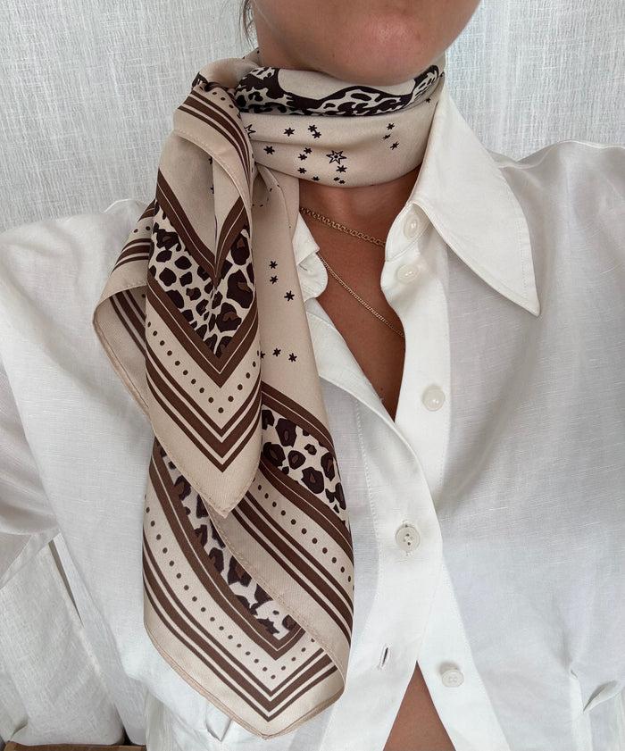 Lescarf GEMINI SCARF | SAND & MOCHA MOUSSE | 65 CM