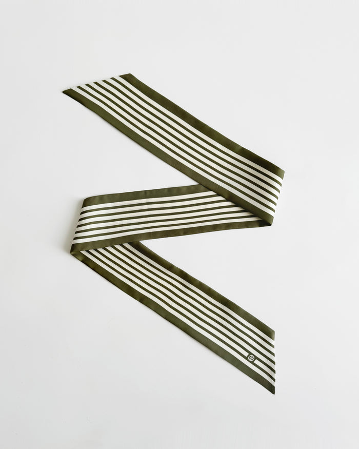 lescarf NARROW SCARF STRIPED | GREEN | 115x8 CM