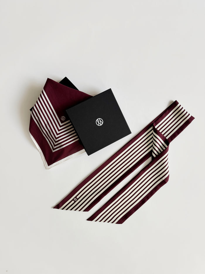 Lescarf NARROW SCARF STRIPED | WINE REED | 115x8 CM