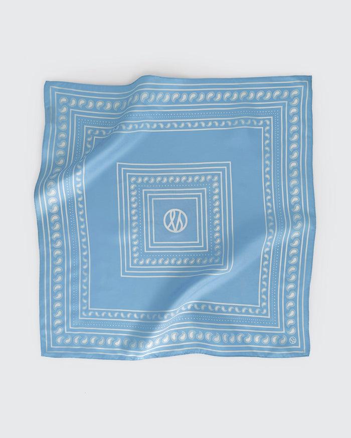 lescarf PAISLEY SCARF | CORNFLOWER & CREAM | 50 CM