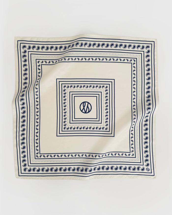 lescarf PAISLEY SCARF | CREAM & NAVY | 50 CM