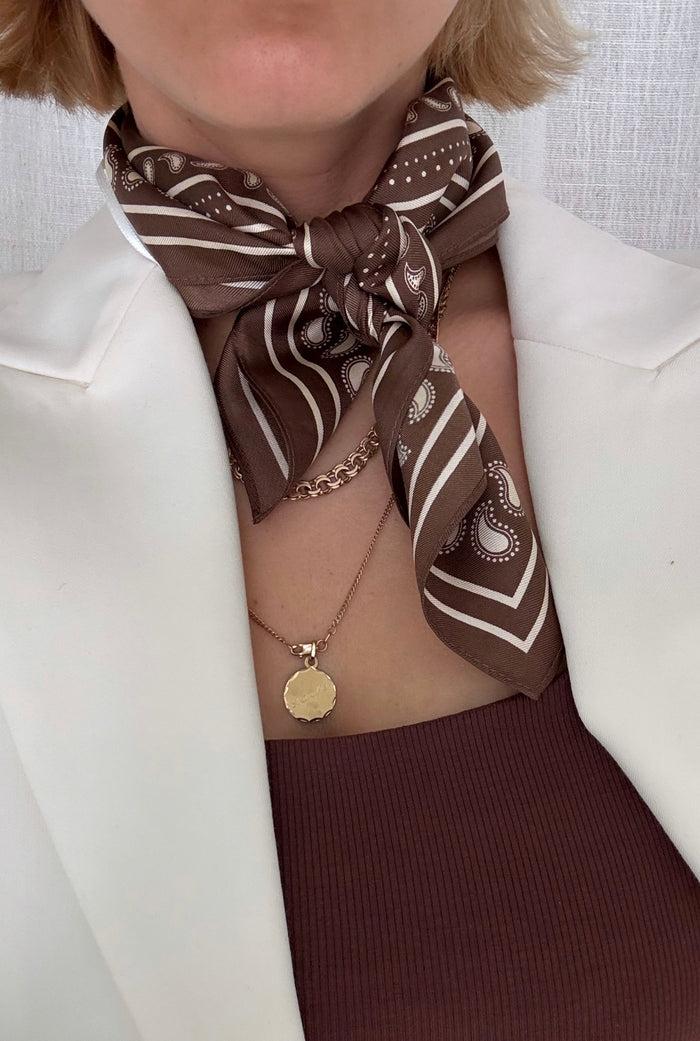 Lescarf PAISLEY SCARF | MOCHA MOUSSE & CREAM | 50 CM
