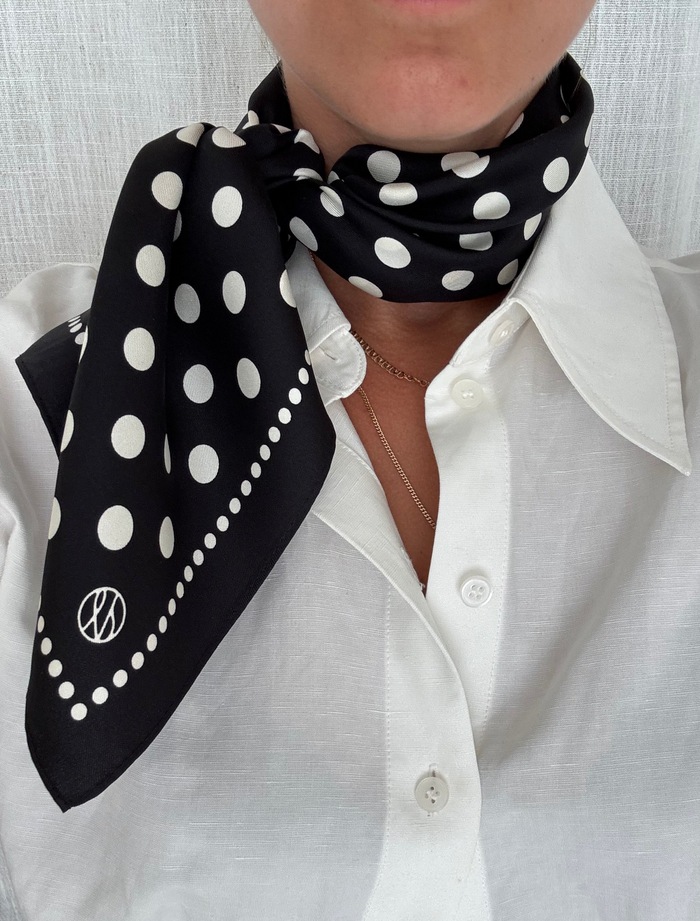 Lescarf POLKADOT | BLACK & CREAM | 65 CM