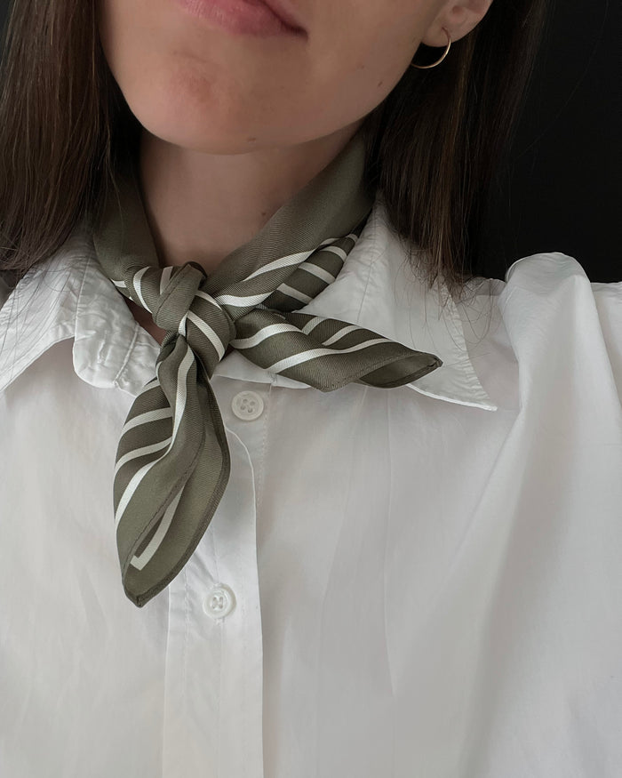 Lescarf STRIPED SCARF | GREEN | 50 CM