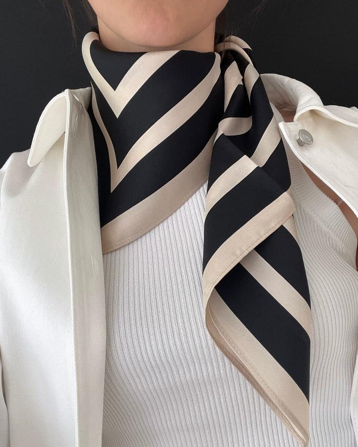 Lescarf WIDE STRIPED SCARF | SAND | 80 CM