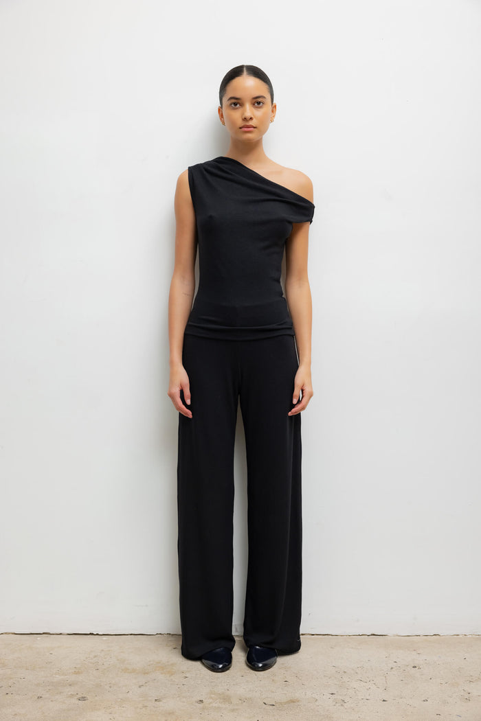 Leset Lauren Ruched Asymmetrical Shoulder Top Regular Price $180 USD