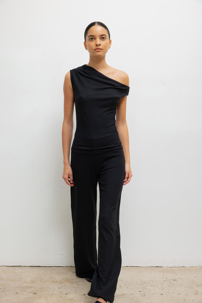 Leset Lauren Ruched Asymmetrical Shoulder Top Regular Price $180 USD
