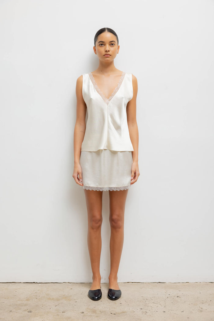 Leset Barb Lace V Neck Tank Regular Price $280 USD