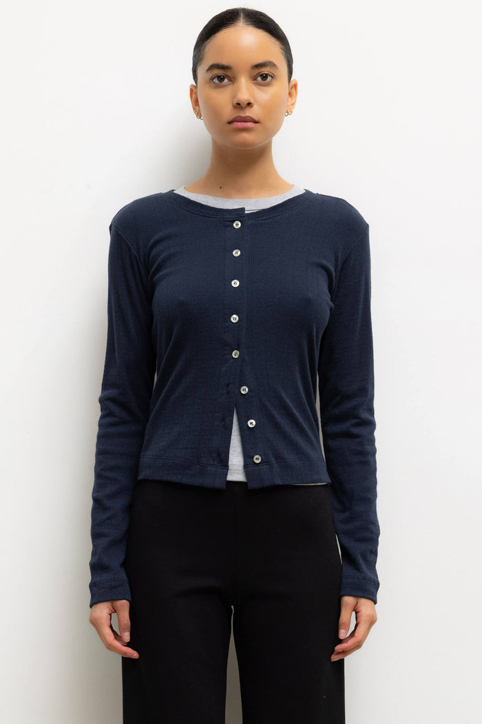 leset Pointelle Classic Crew Cardigan Regular price $120 USD