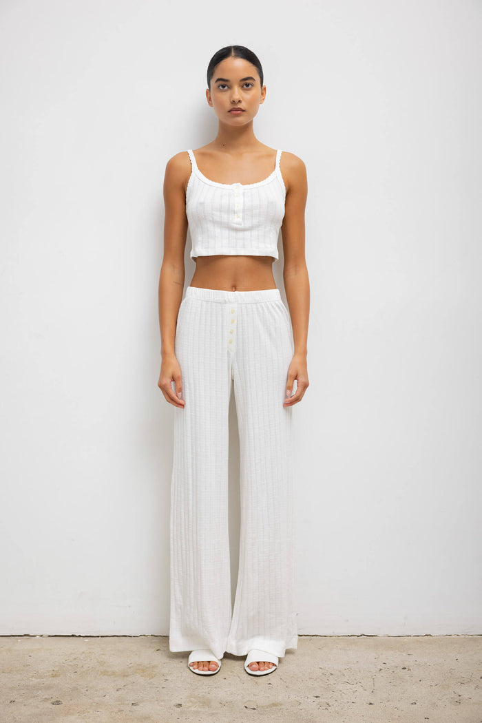 Leset Pointelle Crop Button Scoop Neck Tank Regular Price $78 USD