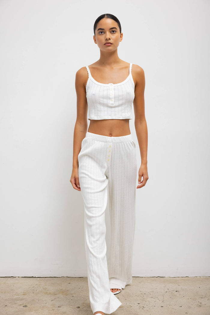 Leset Pointelle Crop Button Scoop Neck Tank Regular Price $78 USD