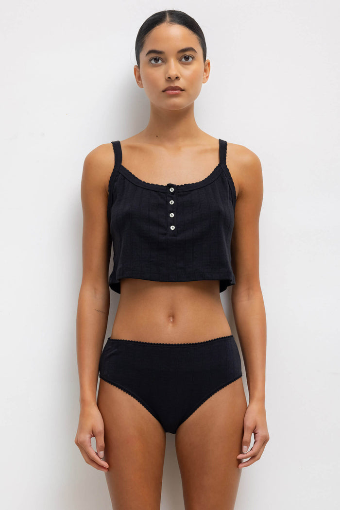 leset Pointelle Crop Button Scoop Neck Tank Regular price $78 USD