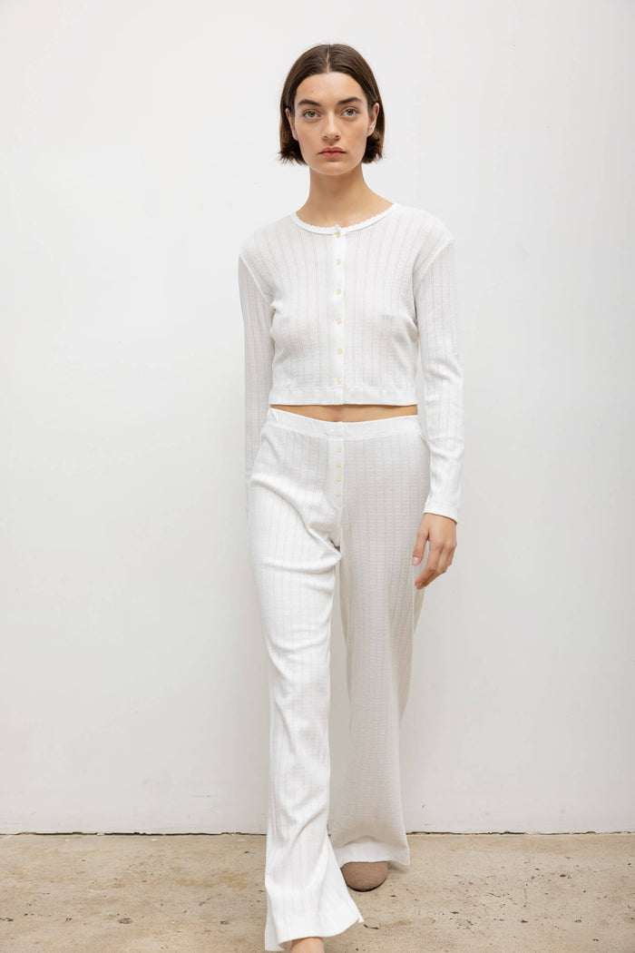 Leset Pointelle Crop Cardigan Regular Price $120 USD