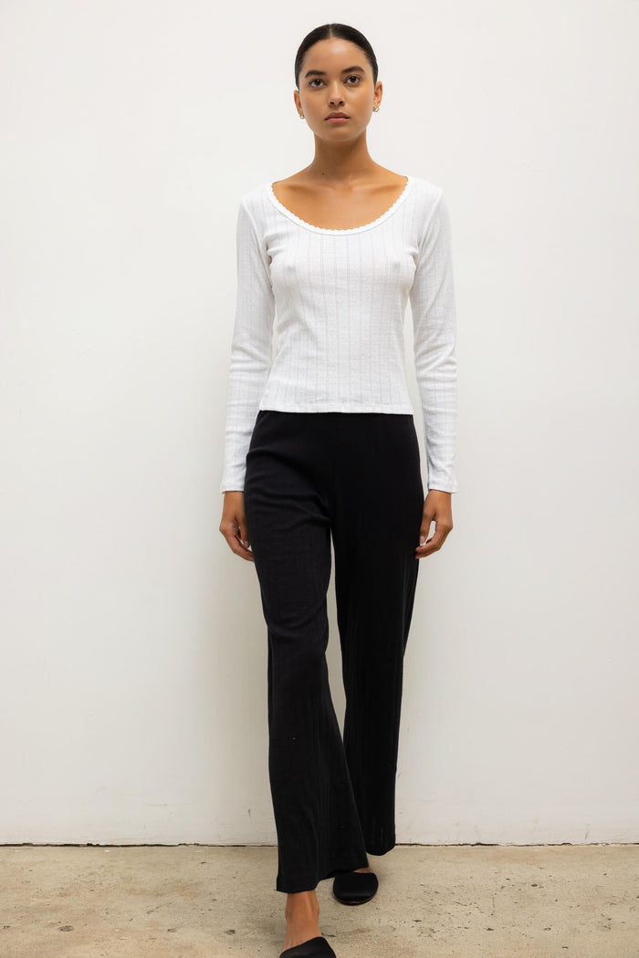 Leset Pointelle Crop Wide Leg Pant Regular Price $120 USD