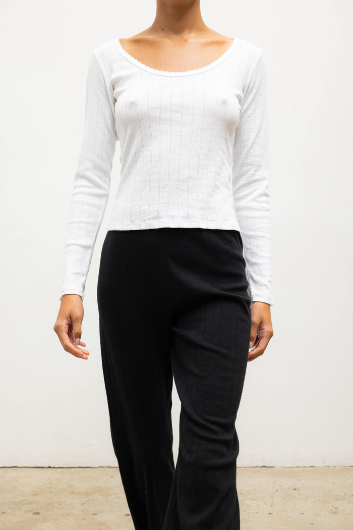 Leset Pointelle Crop Wide Leg Pant Regular Price $120 USD