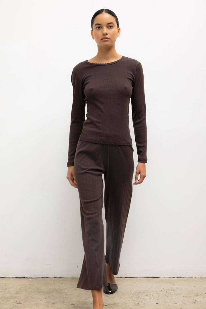 Leset Pointelle Crop Wide Leg Pant Regular Price $120 USD