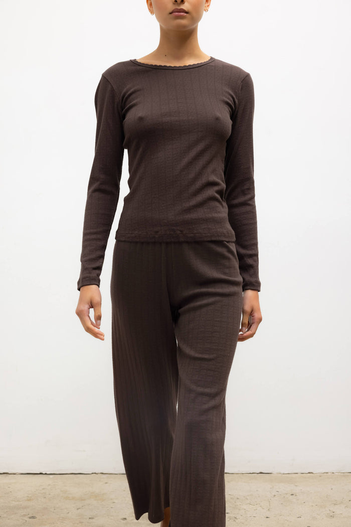 Leset Pointelle Crop Wide Leg Pant Regular Price $120 USD