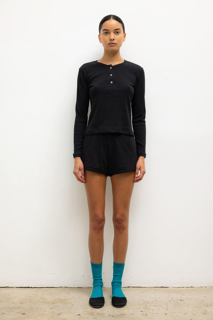 Leset Pointelle Long Sleeve Henley Regular Price $120 USD