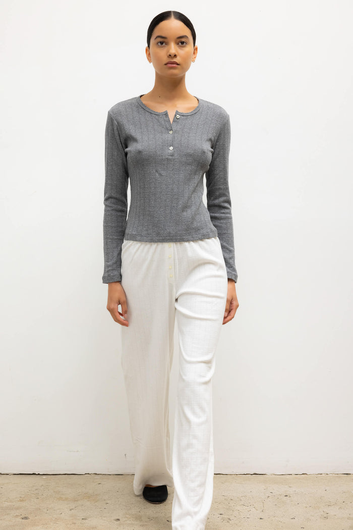 Leset Pointelle Long Sleeve Henley Regular Price $120 USD