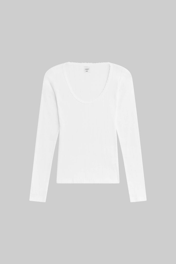 Leset Pointelle Long Sleeve Scoop Neck Regular Price $110 USD