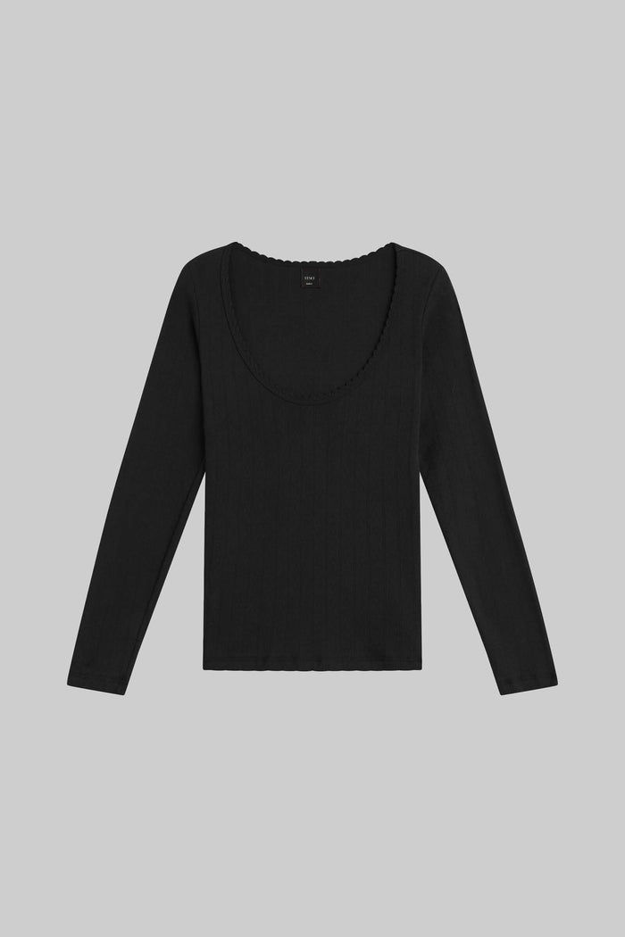 Leset Pointelle Long Sleeve Scoop Neck Regular Price $110 USD