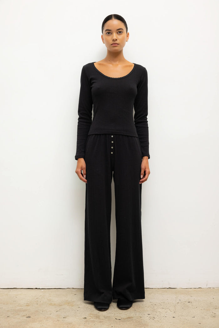 Leset Pointelle Long Sleeve Scoop Neck Regular Price $110 USD