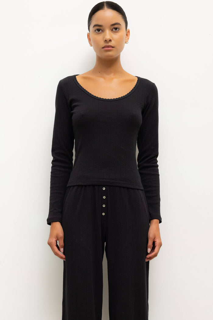 leset Pointelle Long Sleeve Scoop Neck Regular price $110 USD