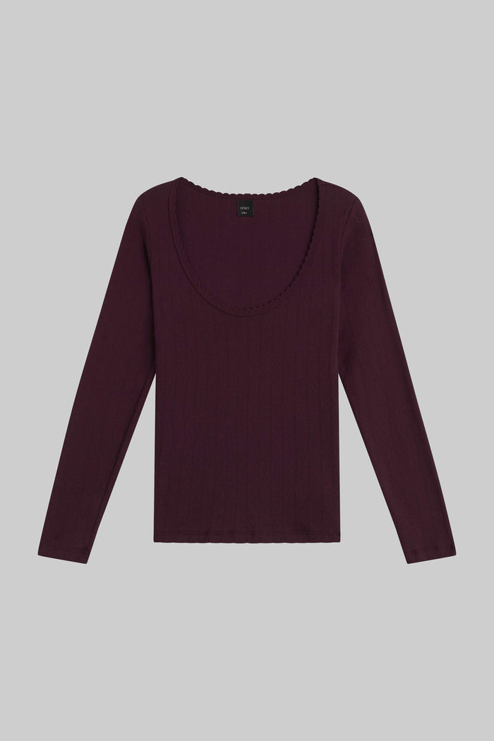 Leset Pointelle Long Sleeve Scoop Neck Regular Price $110 USD