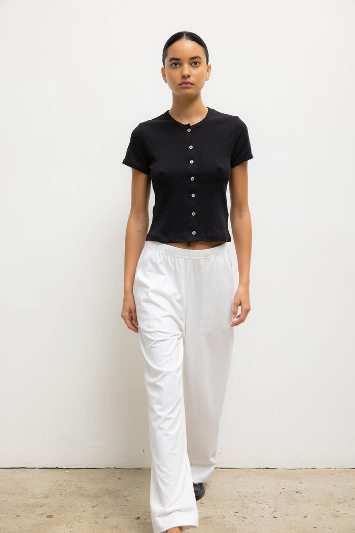 Leset Pointelle Short Sleeve Cardigan Regular Price $120 USD