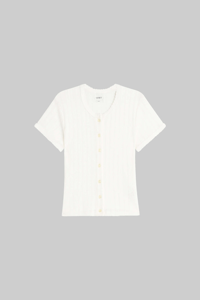 Leset Pointelle Short Sleeve Cardigan Regular Price $120 USD