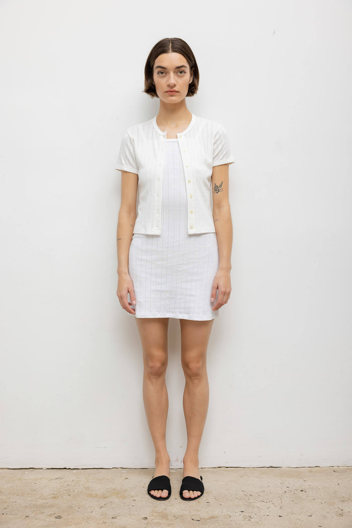 Leset Pointelle Short Sleeve Cardigan Regular Price $120 USD