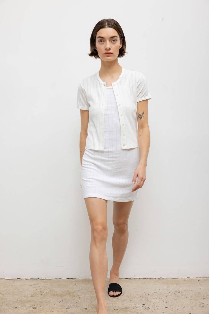 Leset Pointelle Short Sleeve Cardigan Regular Price $120 USD