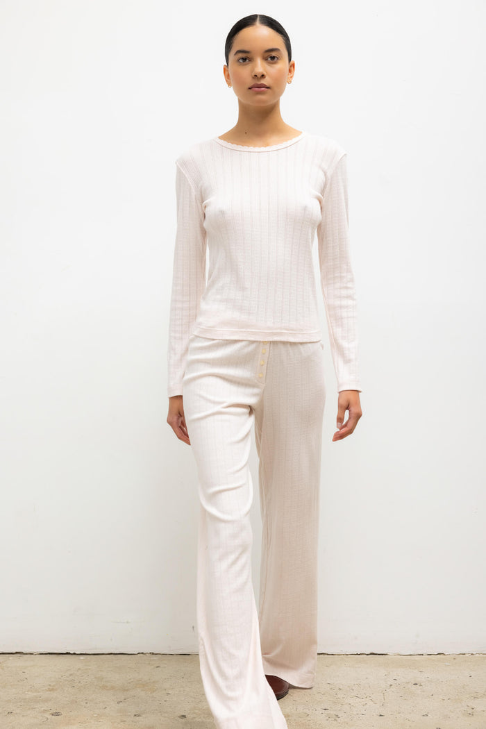 Leset Pointelle Slim Fit Long Sleeve Regular Price $98 USD