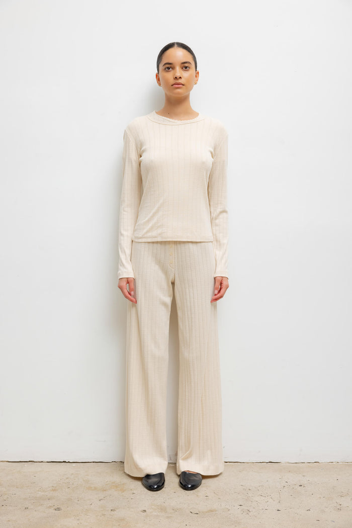 Leset Pointelle Slim Fit Long Sleeve Regular Price $98 USD