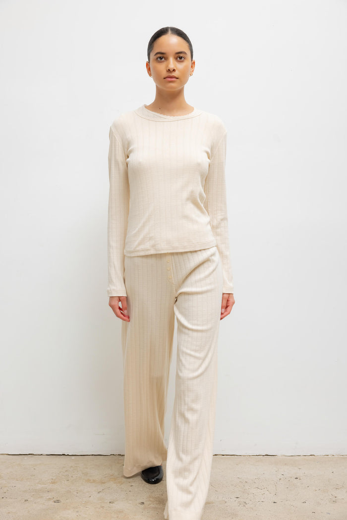 Leset Pointelle Slim Fit Long Sleeve Regular Price $98 USD