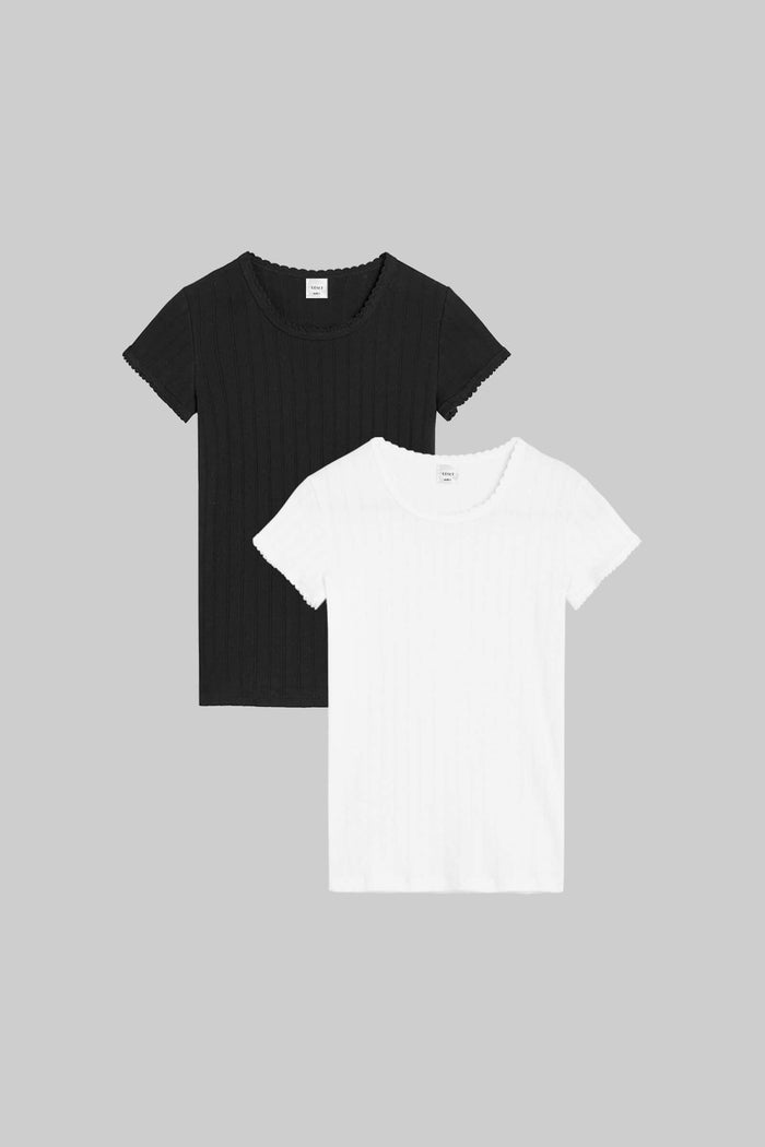 Leset Pointelle Slim Fit Tee 2 Pack Regular Price $176 USD Sale Price $160 USD
