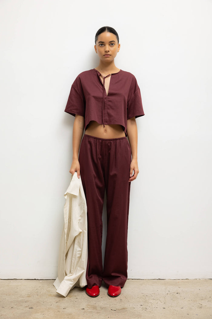 Leset Yoko Short Sleeve Tie Top Regular Price $160 USD