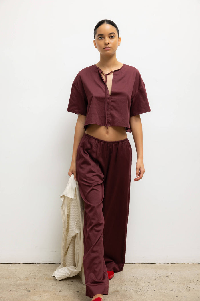 Leset Yoko Short Sleeve Tie Top Regular Price $160 USD