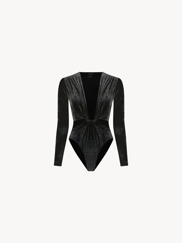 leslie amon Amanda bodysuit velvet - Black