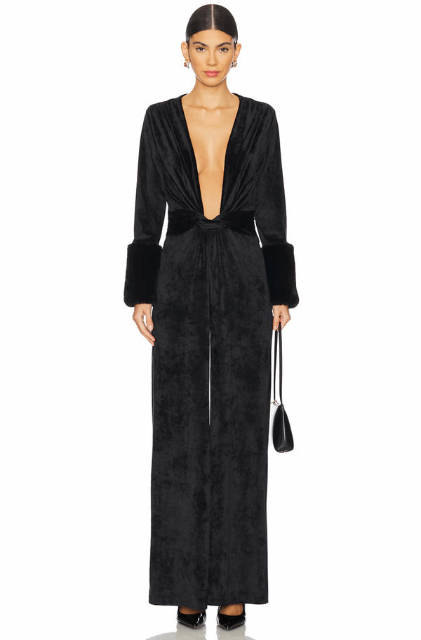 Leslie Amon Amanda Jumpsuit Velvet - Black